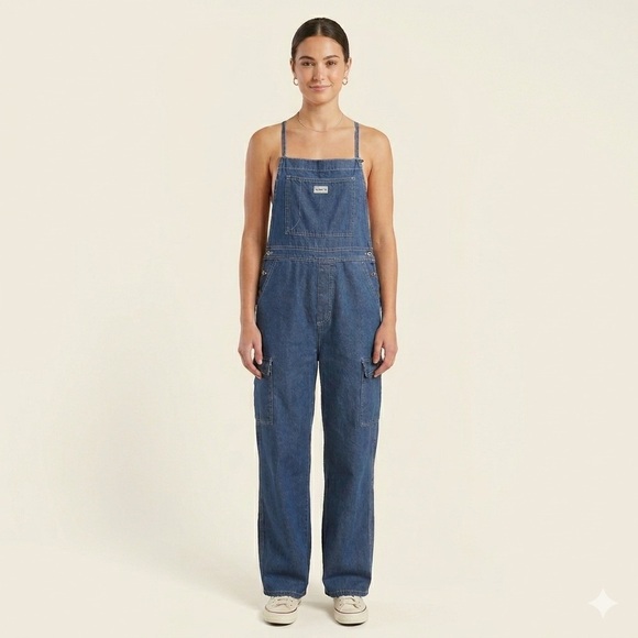Vintage Denim - Vintage Manager Wide Straight Leg Denim-look Bib Overalls - Medium 🇨🇦